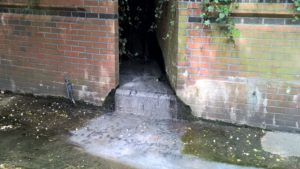 Raw human sewage coming from an outfall at the Wealdstone Brook, Brent